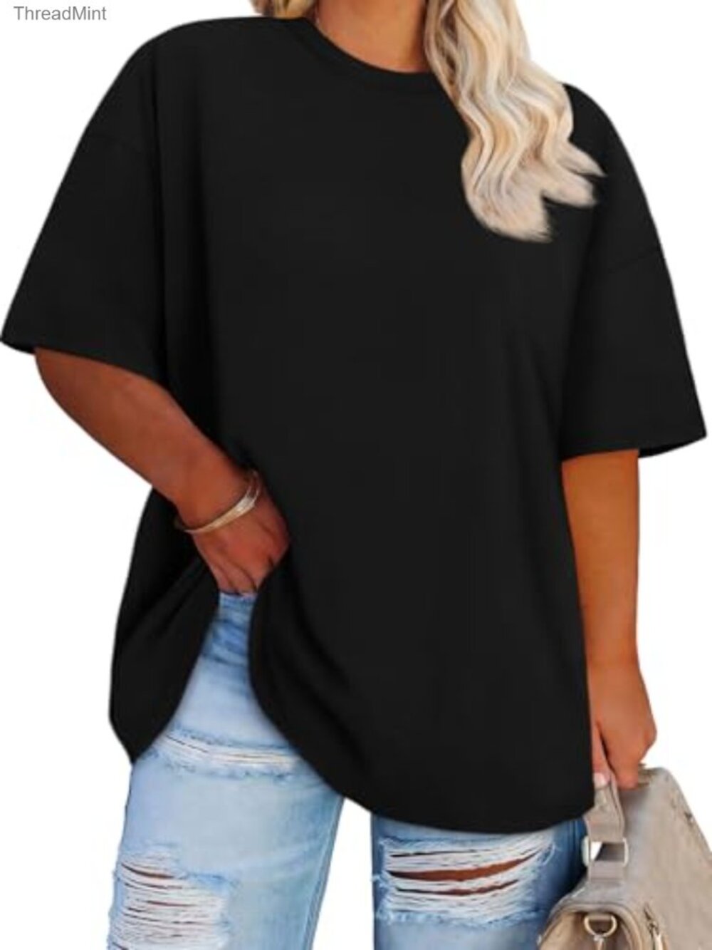 Women's Plus Size Oversized T-Shirts Loose Fit Crewneck Basic Tees